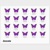 Sticker Carré Mariage de papillon de Monarque violet Merci  (Feuille)