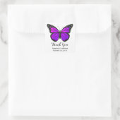 Sticker Carré Mariage de papillon de Monarque violet Merci  (Sac)