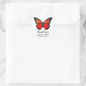 Sticker Carré Mariage de papillon rouge Monarque Merci (Sac)