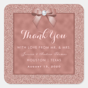 Sticker Carré Mariage de Parties scintillant rose Gold et élégan