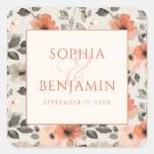 Sticker Carré Mariage de pêche moderne (Devant)