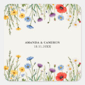 Sticker Carré Mariage de prairie sauvage de printemps (Devant)
