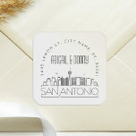 Sticker Carré Mariage de San Antonio | Sceau d'enveloppe préadre<br><div class="desc">Gagnez du temps et faites une impression en envoyant vos invitations de mariage. Ces autocollants d'enveloppe pré-adressés se présentent dans un style élégant mais moderne décoré sur le thème et présentent une illustration de la ville de San Antonio et de son skyline unique. Les couleurs neutres sont adaptées pour compléter...</div>
