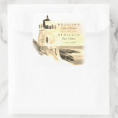 Sticker Carré Mariage de script Chic Gold Watercolor (Sac)