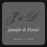 Sticker Carré Mariage de script de calligraphie attrayant<br><div class="desc">Vous pouvez facilement changer les polices et les couleurs. Vous pouvez également ajouter votre logo et l'image arrière - plan comme vous le souhaitez.</div>