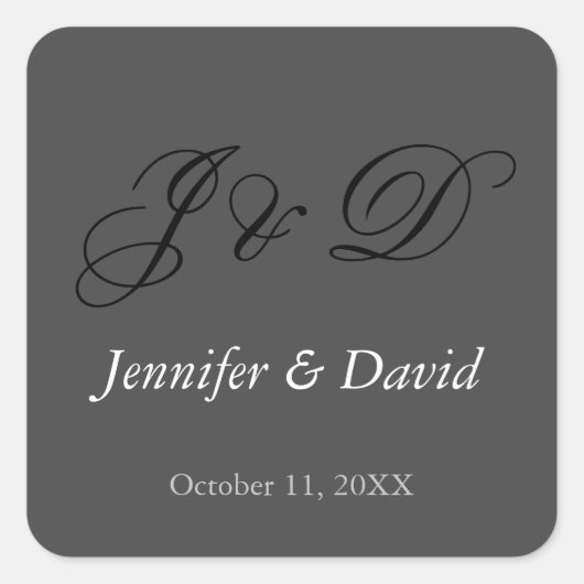 Sticker Carré Mariage de script de calligraphie attrayant (Devant)