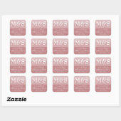 Sticker Carré Mariage de script moderne Dusty Rose (Feuille)