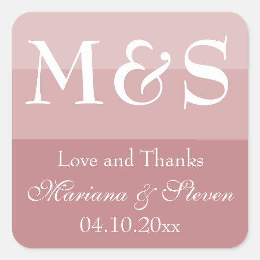 Sticker Carré Mariage de script moderne Dusty Rose (Devant)