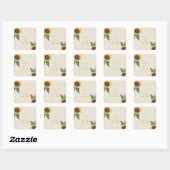 Sticker Carré Mariage de tournesol Boho (Feuille)