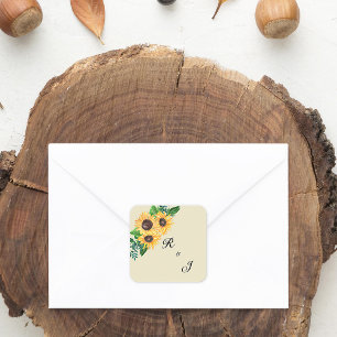Sticker Carré Mariage de tournesol romantique Boho