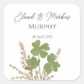 Sticker Carré Mariage de trèfle vert irlandais moderne (Devant)
