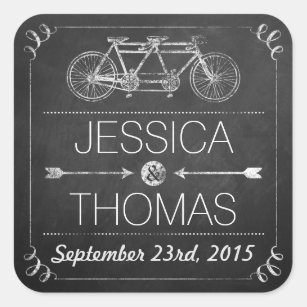 Sticker Carré Mariage de typographie du tableau de bord de bicyc