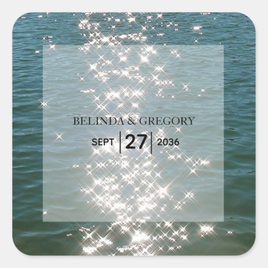 Sticker Carré Mariage d'eau de mer de plage (Devant)
