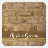 Sticker Carré Mariage d'enveloppe de briques industrielles chic (Devant)