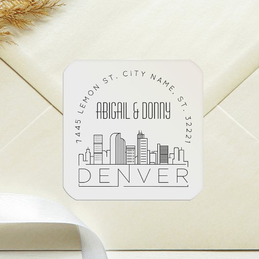 Sticker Carré Mariage Denver | Sceau d'enveloppe préadressé