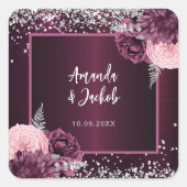 Sticker Carré Mariage des fleurs d'argent de Bourgogne (Devant)