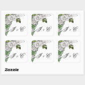 Sticker Carré Mariage des Roses blanches et des Fermes (Feuille)