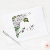 Sticker Carré Mariage des Roses blanches et des Fermes (Enveloppe)