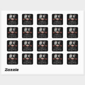 Sticker Carré Mariage des squelettes d'Halloween noir et blanc (Feuille)