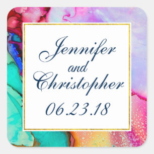 Sticker Carré Mariage design moderne en marbre Abstrait