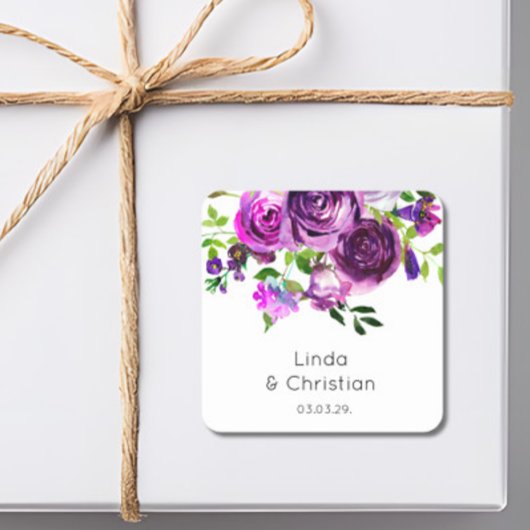 Sticker Carré Mariage d'été pourpre