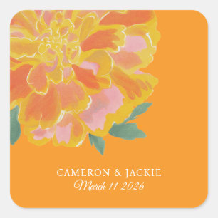Sticker Carré Mariage d'été vibrant aux couleurs souci