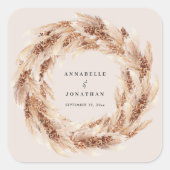 Sticker Carré Mariage d'herbe bohème naturel moderne (Devant)