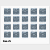 Sticker Carré Mariage d'hiver bleu givré personnalisé (Feuille)