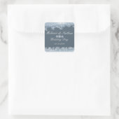 Sticker Carré Mariage d'hiver bleu givré personnalisé (Sac)