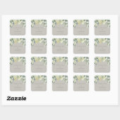 Sticker Carré Mariage d'hiver Greige Snowberry+Eucalyptus (Feuille)