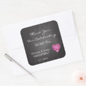 Sticker Carré Mariage Diamond Merci Chalkboard personnalisé (Enveloppe)