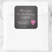 Sticker Carré Mariage Diamond Merci Chalkboard personnalisé (Sac)