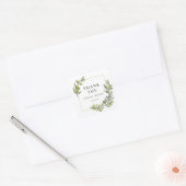 Sticker Carré Mariage d'ossature de branches d'olivier merci (Enveloppe)