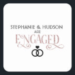 Sticker Carré mariage, douche nuptiale, Engagé, Partie d'engagem<br><div class="desc">mariage,  douche nuptiale,  Engagé,  Engagement Étiquette de vin,  Étiquette de vin,  étiquettes personnalisés,  Étiquette de vin personnalisé,  Vin,  Engagement,  Parti nuptiale,  Engagement,  Parti de l'engagement,  Parti de l'engagement</div>