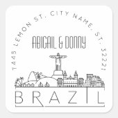 Sticker Carré Mariage du Brésil | Sceau d'enveloppe préadressé (Devant)