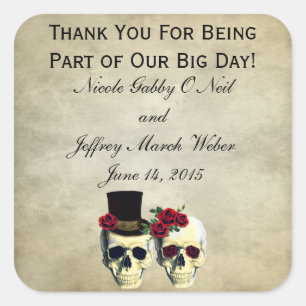 Sticker Carré Mariage du crâne de mariée et de chambre