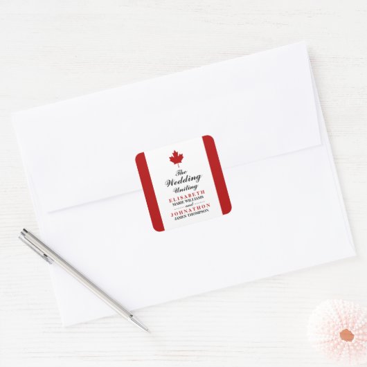 Sticker Carré Mariage du drapeau canadien (Enveloppe)
