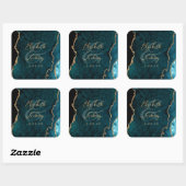 Sticker Carré Mariage écriture Agate Bleu sarcelle Or (Feuille)