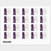 Sticker Carré Mariage écriture dorée violet marbre agate (Feuille)