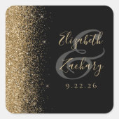 Sticker Carré Mariage Edge Parties scintillant Black Gold modern (Devant)