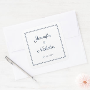 Sticker Carré Mariage élégant à l'encre bleue marine