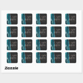 Sticker Carré Mariage élégant Agate Géode Script sarcelle Or Ros (Feuille)