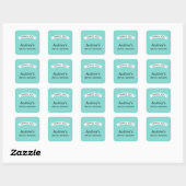 Sticker Carré Mariage élégant Aqua Blue Fête des mariées Merci (Feuille)