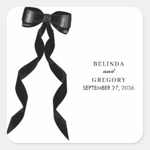 Sticker Carré Mariage élégant au ruban noir
