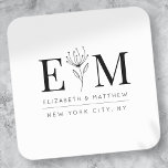 Sticker Carré Mariage Élégant Chic Moderne Monogramme Foliage<br><div class="desc">Composé de simples lignes droites avec script cursif classique et typographie serif. Ces éléments sont simples,  intemporels et classiques. Il est conçu par White Paper Birch Co. exclusif pour Zazzle. Disponible ici : http://www.zazzle.com/store/whitepaperbirch</div>