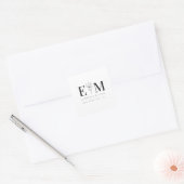 Sticker Carré Mariage Élégant Chic Moderne Monogramme Foliage (Enveloppe)
