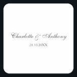 Sticker Carré Mariage Élégant Créatif Professionnel Moderne<br><div class="desc">Ce modèle peut être customisé pour répondre à tous les métiers professionnels.</div>