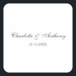 Sticker Carré Mariage Élégant Créatif Professionnel Moderne<br><div class="desc">Ce modèle peut être customisé pour répondre à tous les métiers professionnels.</div>