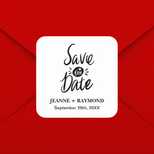 Sticker Carré Mariage Élégant et Chic Enregistrez la date