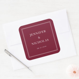 Sticker Carré Mariage Élégant Formel Bordeaux